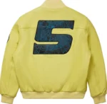Sp5der Leather Logo Bomber Jacket ‘Yellow’
