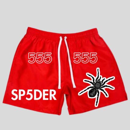 Sp5der Shorts Red 555555 Logo
